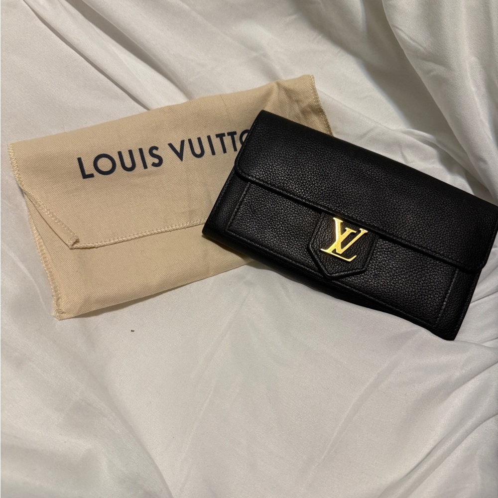 Louis Vuitton Black and Gold Leather Wallet